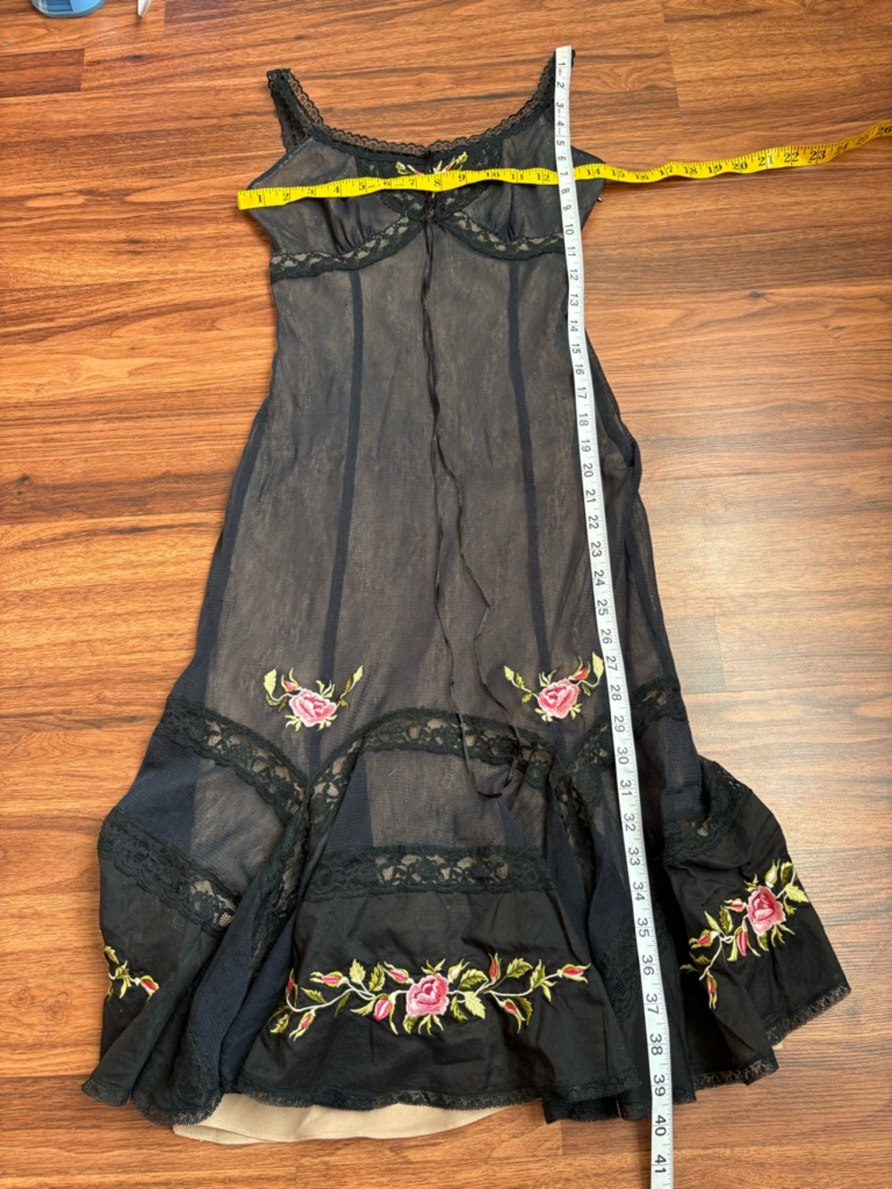 Betsey Johnson 90s vintage floral mesh lace midi dress - Picture 7 of 7